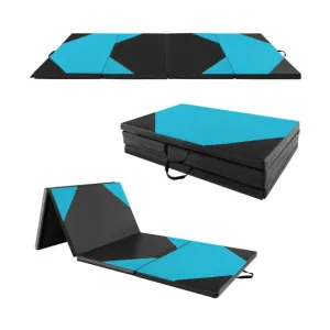 10 Feet x 4 Feet x 2 Inch Folding Exercise Mat with Hook and Loop Fasteners-Navy
