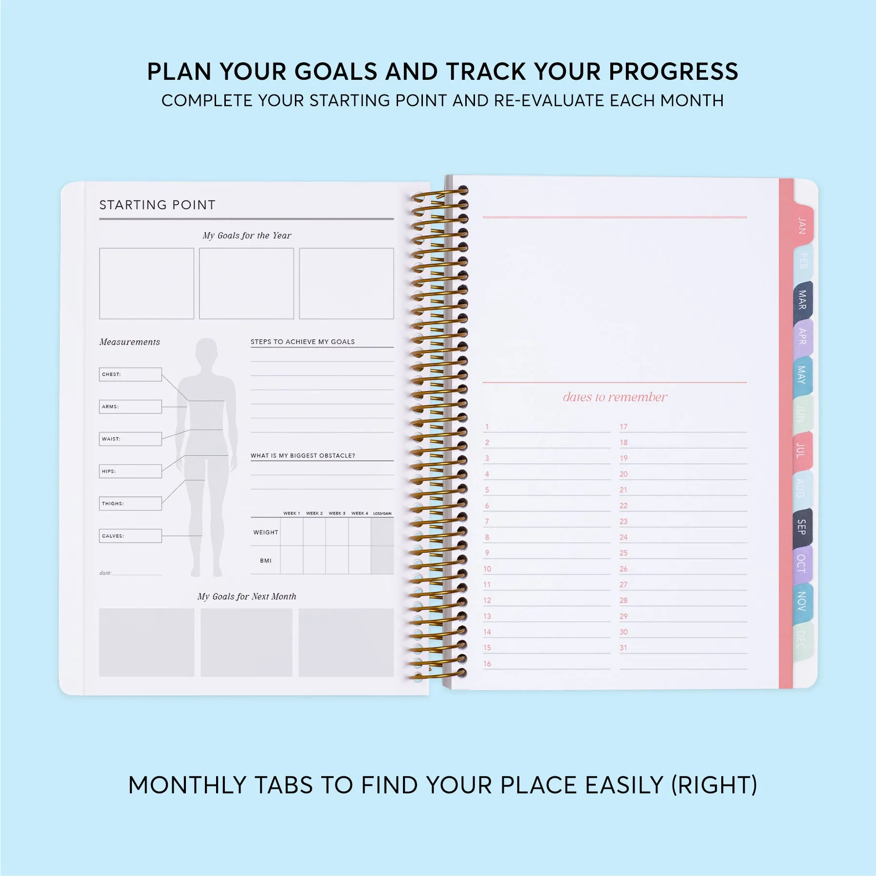 6x9 Fitness Planner - Field Flowers Blue