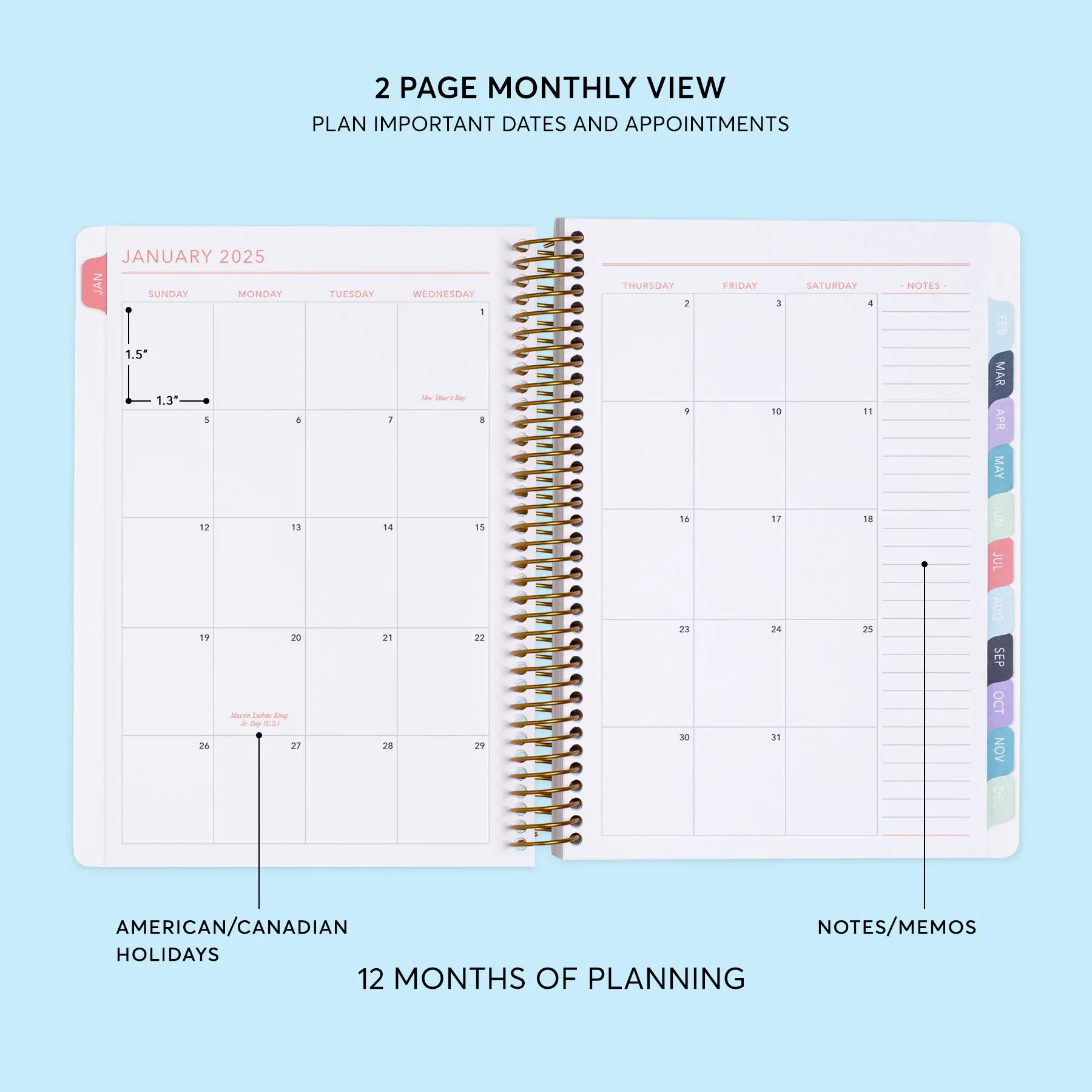 6x9 Fitness Planner - Field Flowers Blue