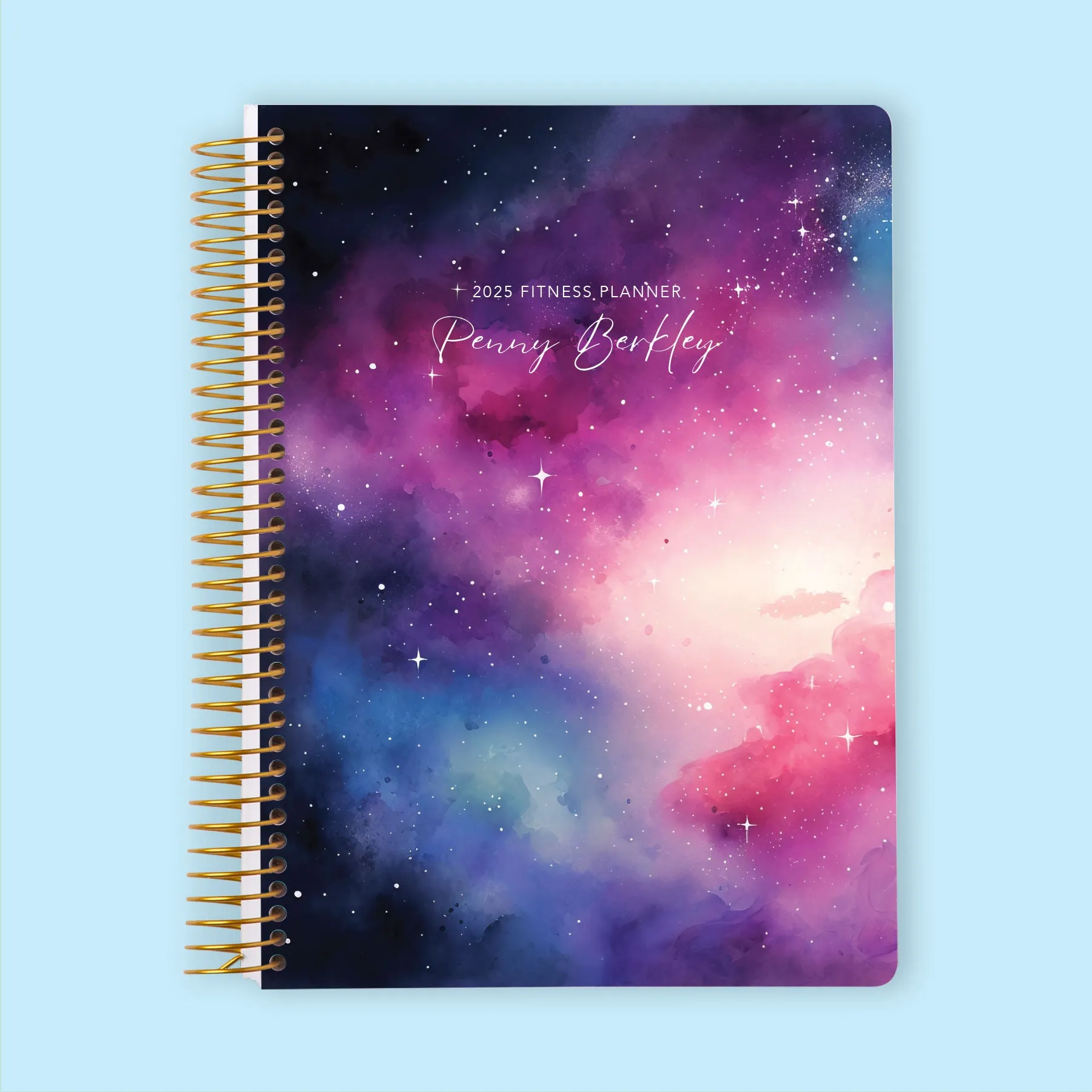 6x9 Fitness Planner - Space Galaxy Pink Blue