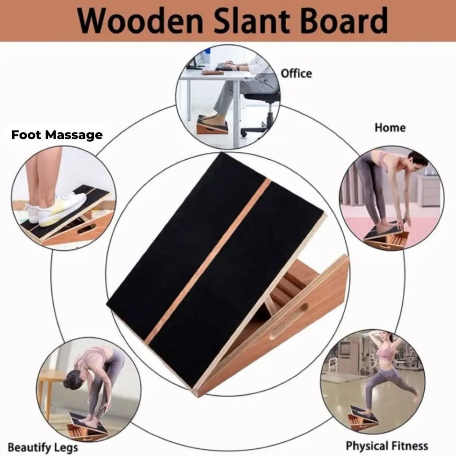 Adjustable Wooden Slant Board Calf Stretcher with 5 Positions - Verpeak