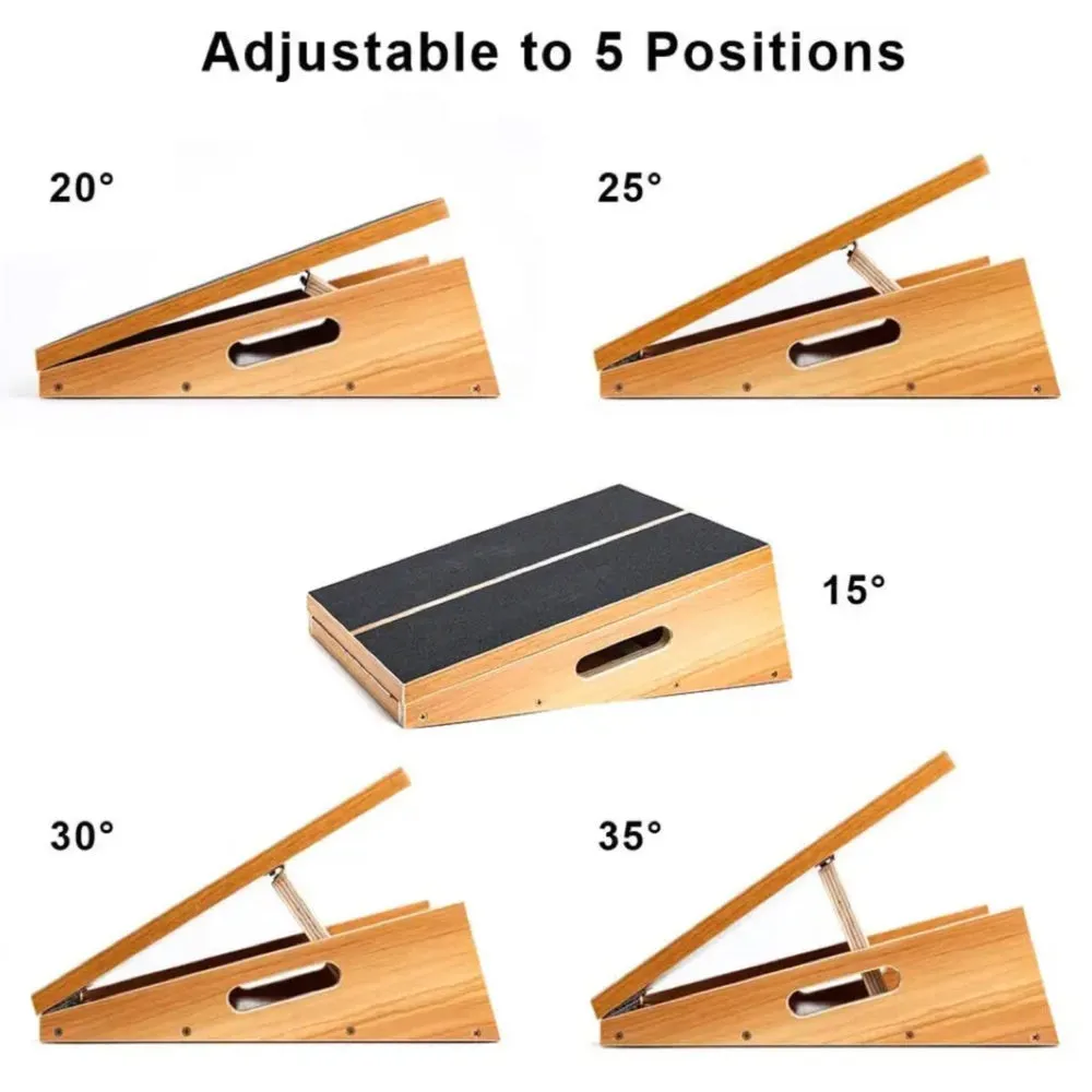 Adjustable Wooden Slant Board Calf Stretcher with 5 Positions - Verpeak
