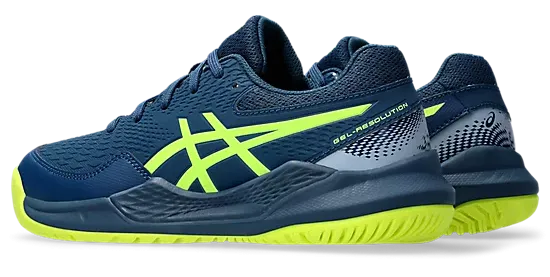 Asics Gel-Resolution 9 GS Mako Blue/Safety Yellow Youth Tennis Shoes