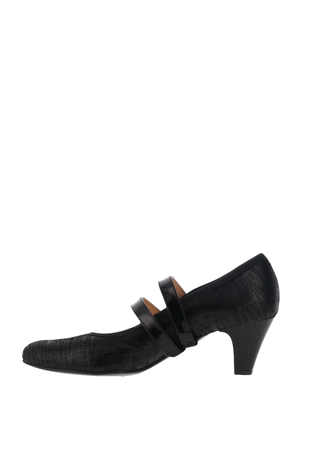 Bioeco by Arka Patent Check Print Strap Heeled Shoes, Navy