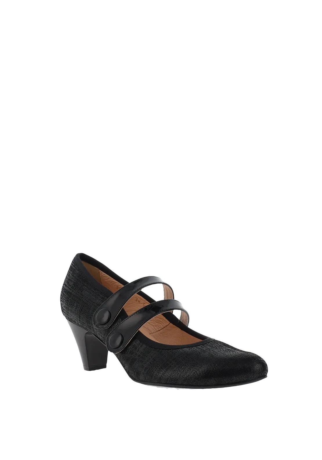 Bioeco by Arka Patent Check Print Strap Heeled Shoes, Navy