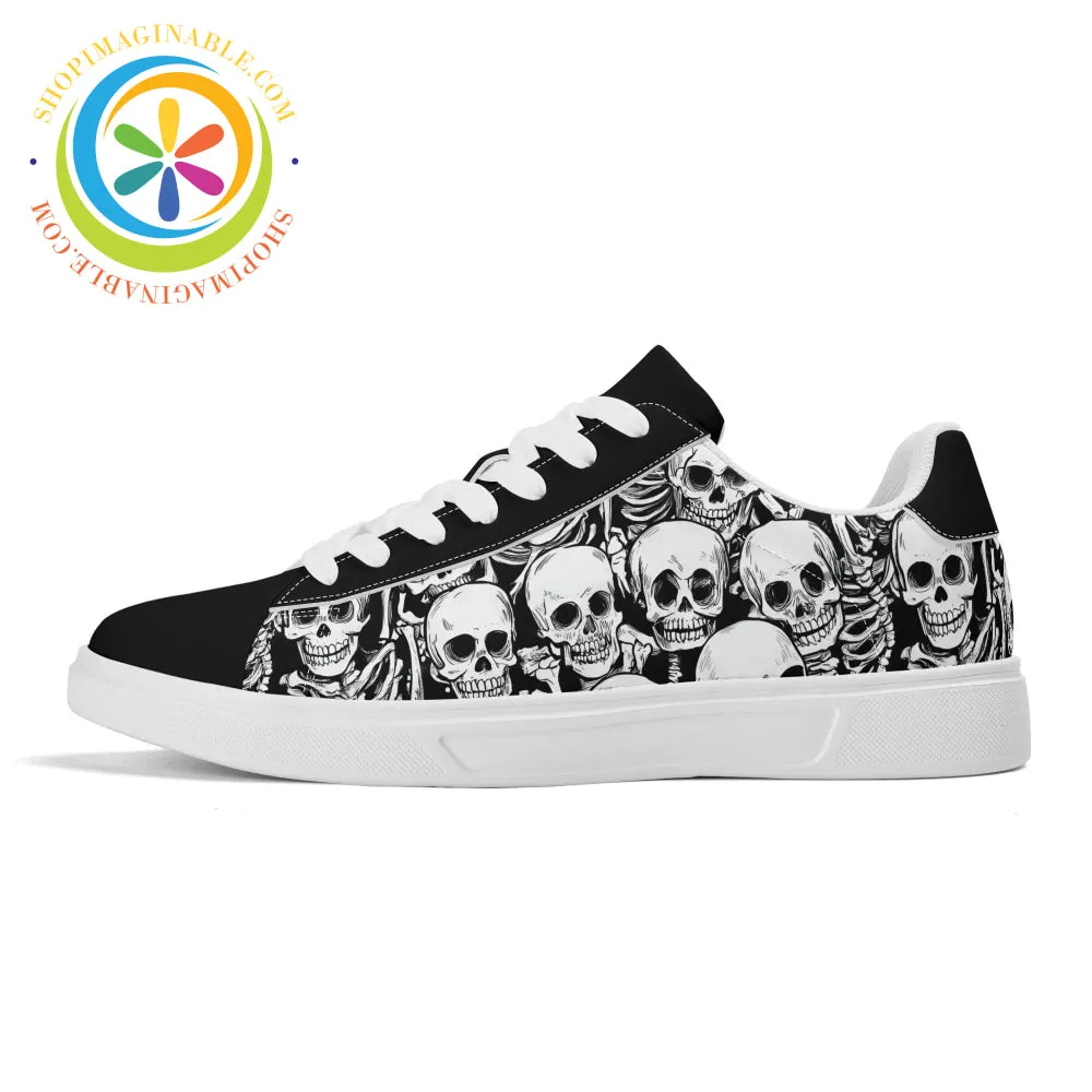 Black & White Skulls Skateboard Shoes