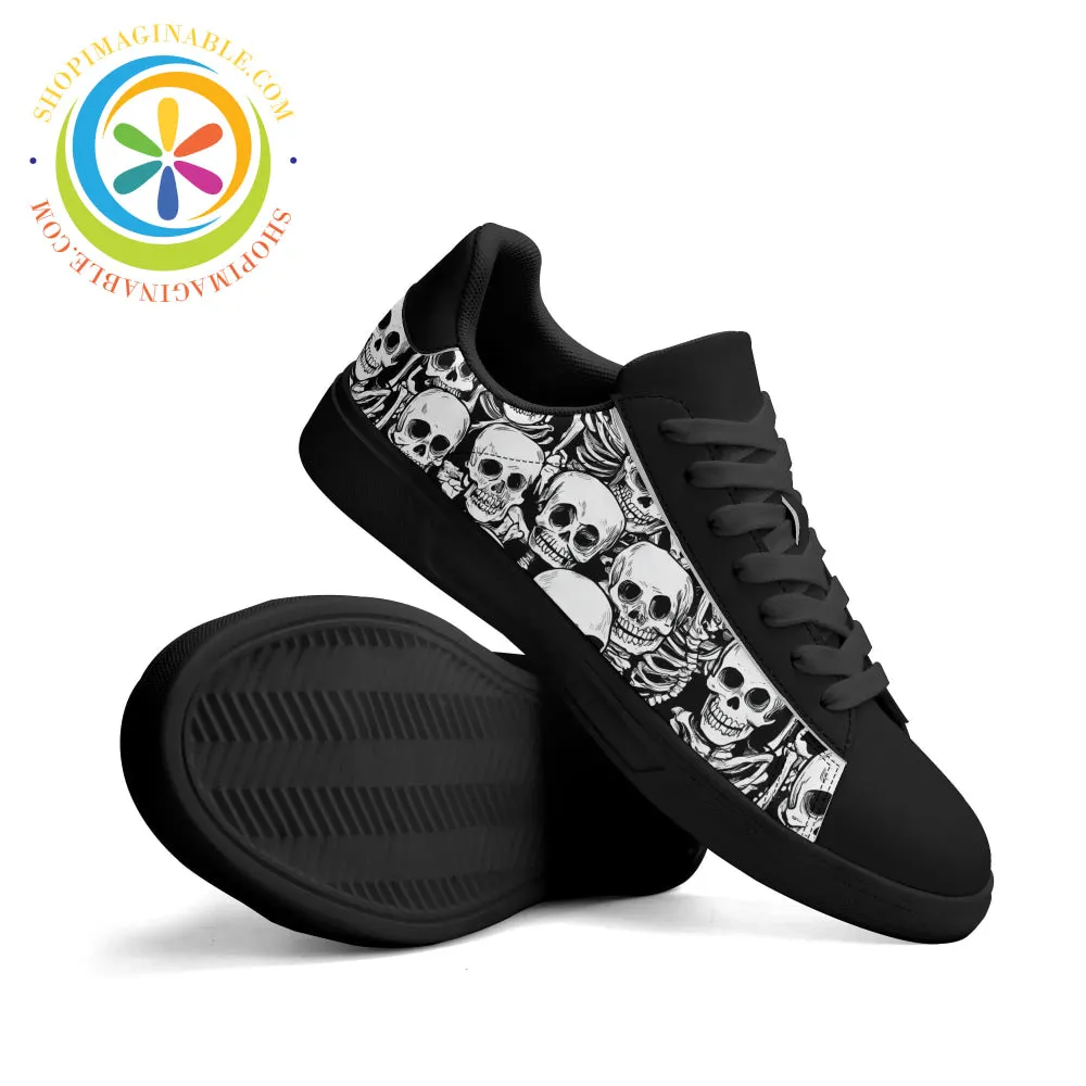 Black & White Skulls Skateboard Shoes