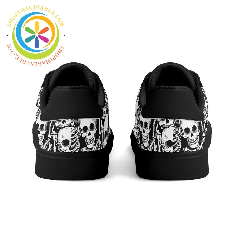 Black & White Skulls Skateboard Shoes