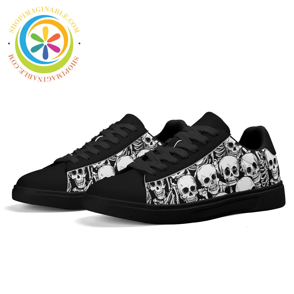 Black & White Skulls Skateboard Shoes