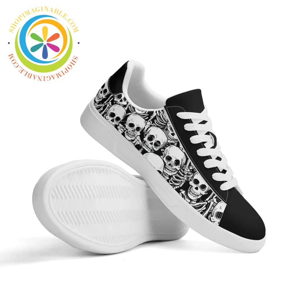 Black & White Skulls Skateboard Shoes