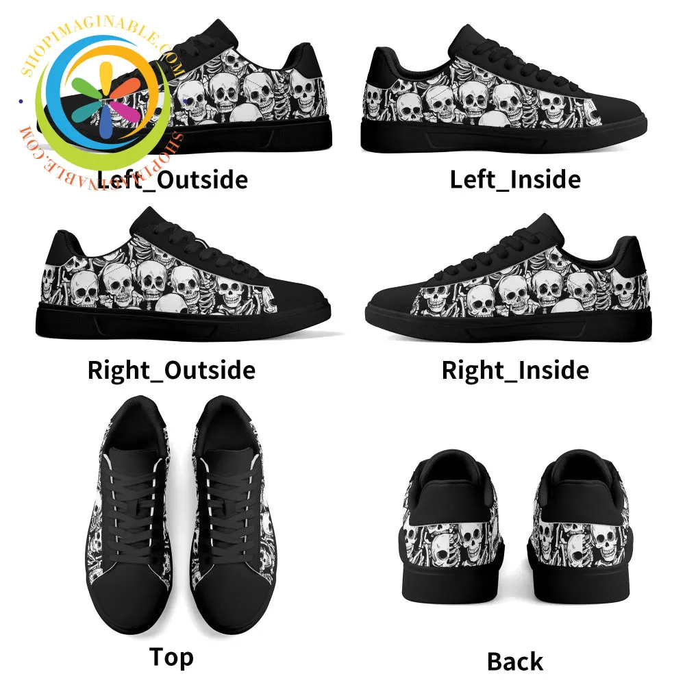 Black & White Skulls Skateboard Shoes