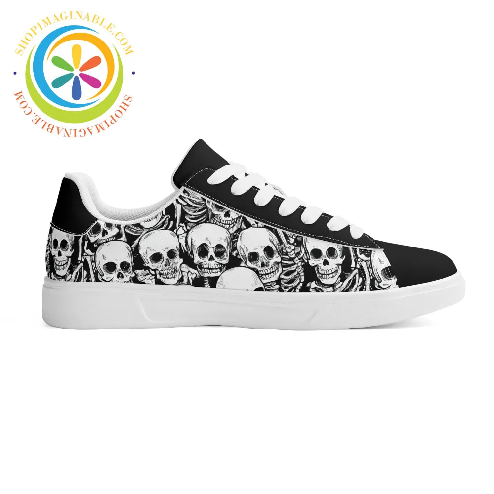 Black & White Skulls Skateboard Shoes