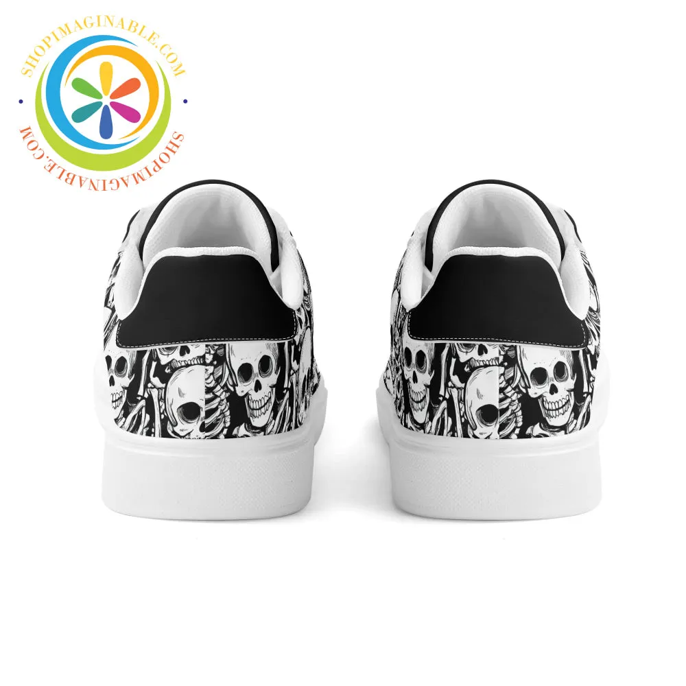 Black & White Skulls Skateboard Shoes