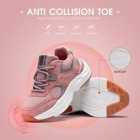 Boy & Girl Comfortable Sports Shoes Lace Up Sneakers Safe Running Shoes?Little Kids & Big Kids?, Pink, 11