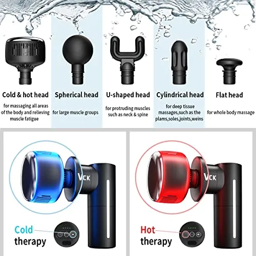 Deep Tissue Heated Massage Gun for Athletes - Handheld Massager for Neck and Back - Gray