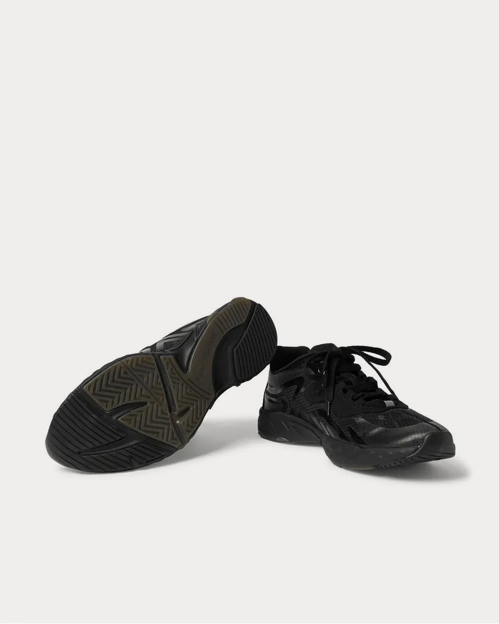 Faux Suede- and Rubber-Trimmed Ripstop  Black low top sneakers