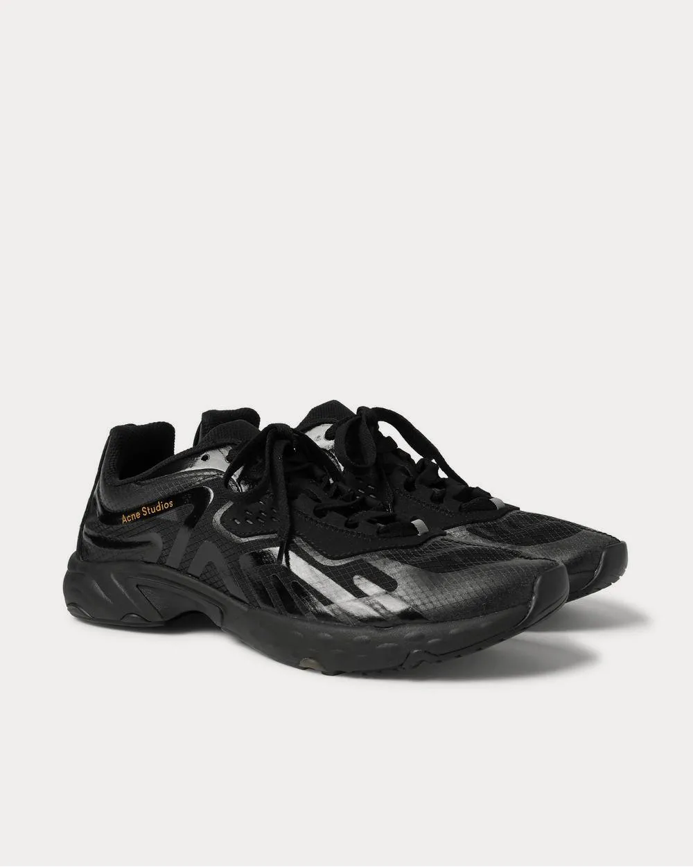 Faux Suede- and Rubber-Trimmed Ripstop  Black low top sneakers
