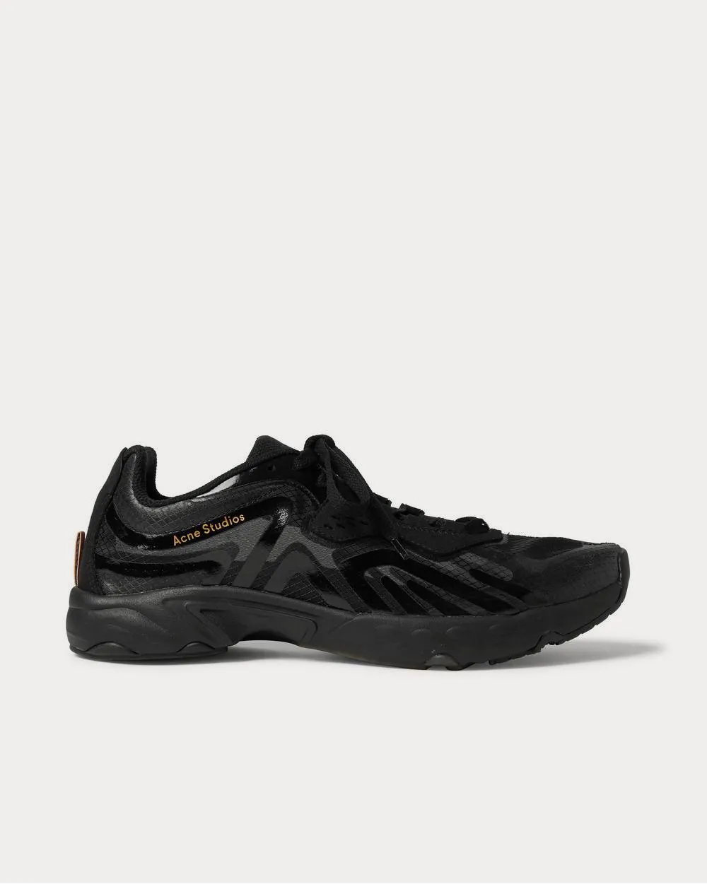 Faux Suede- and Rubber-Trimmed Ripstop  Black low top sneakers