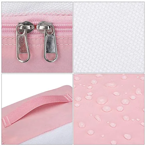G4Free 9 Set Packing Cubes - Water Resistant Mesh Travel Luggage Accessories Packing Organizer with Shoes Bag(Pink)