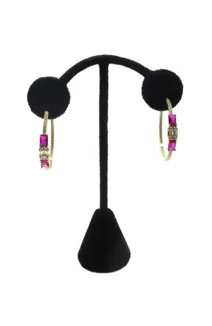 Gold Red Stone Hoops