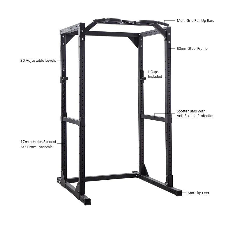 Hit Fitness F200 Pro Power Rack with Cable Pulley | 120kg Radials