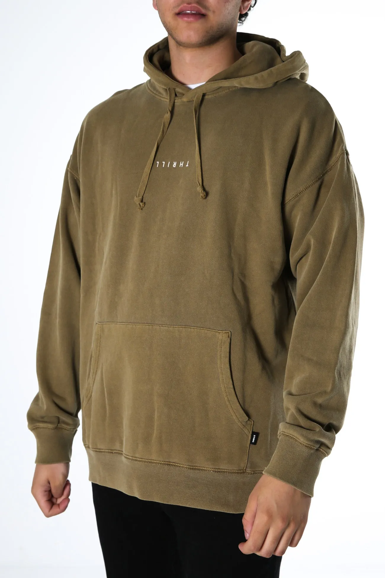 Minimal Thrills Slouch Pull On Hood Moss
