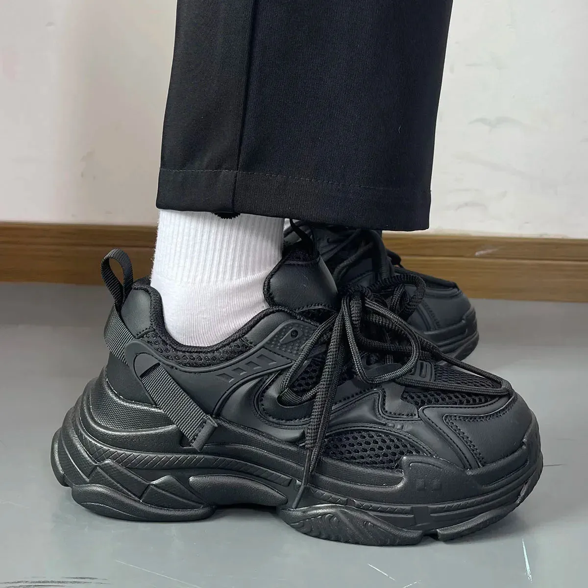 Mqtime Men Chunky Sneakers Brand Design Men's Casual Sneakers Thick Sole Mans Skateboarding Shoes