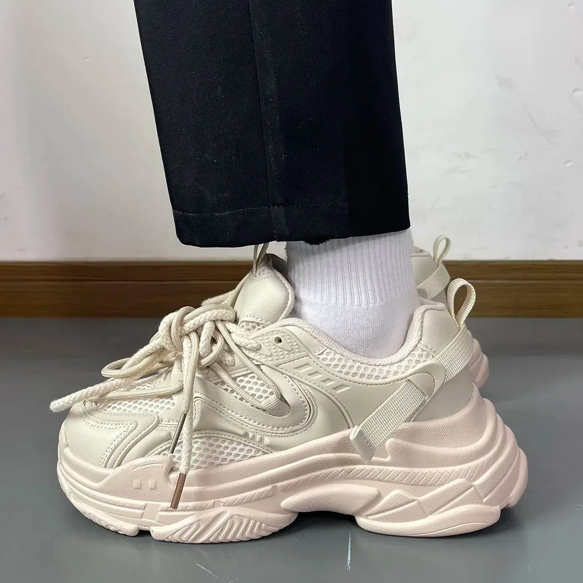 Mqtime Men Chunky Sneakers Brand Design Men's Casual Sneakers Thick Sole Mans Skateboarding Shoes