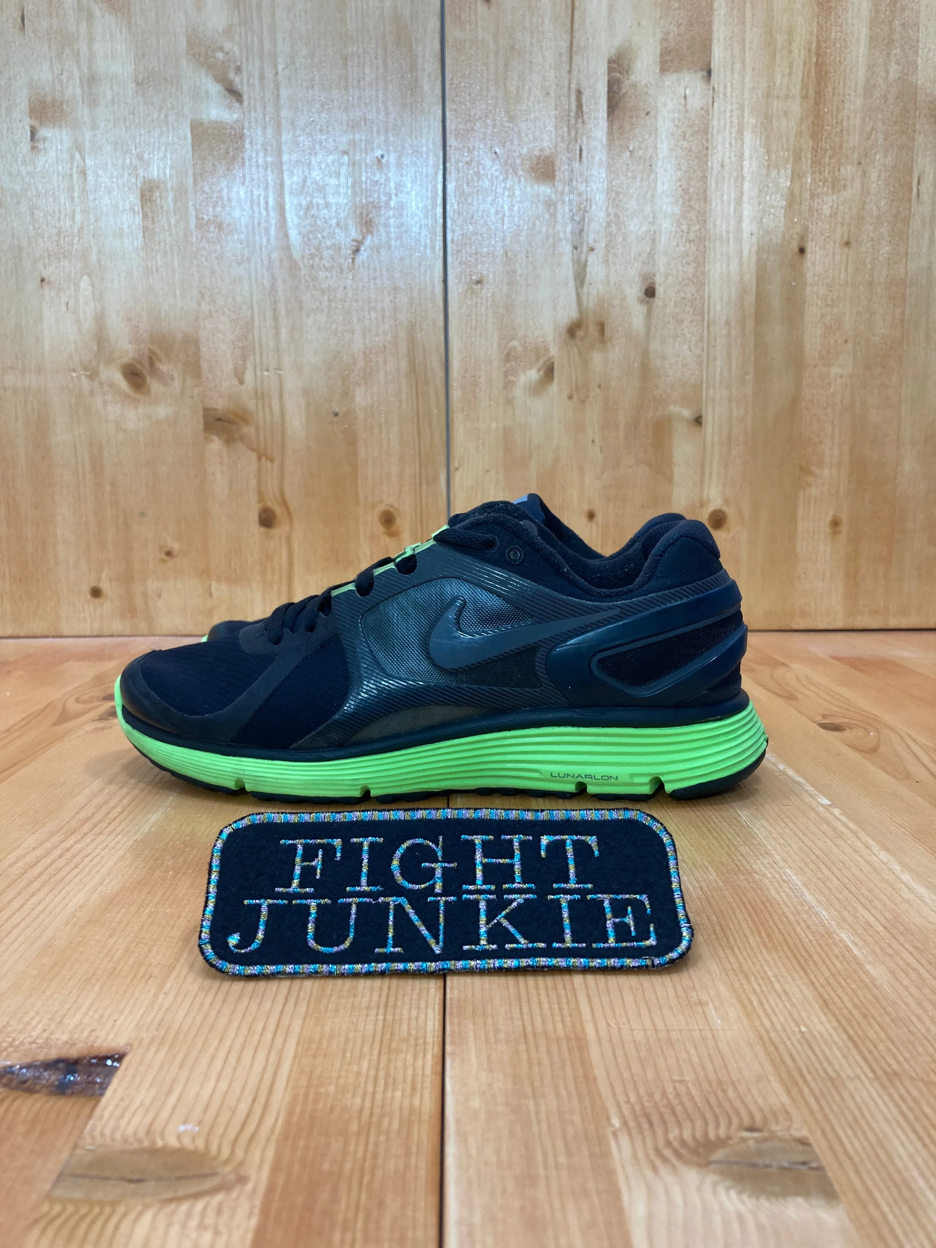 NIKE LUNARECLIPSE  2 SHIELD Mens Size 8 Running Training Shoes Sneakers Black & Green 537918-003