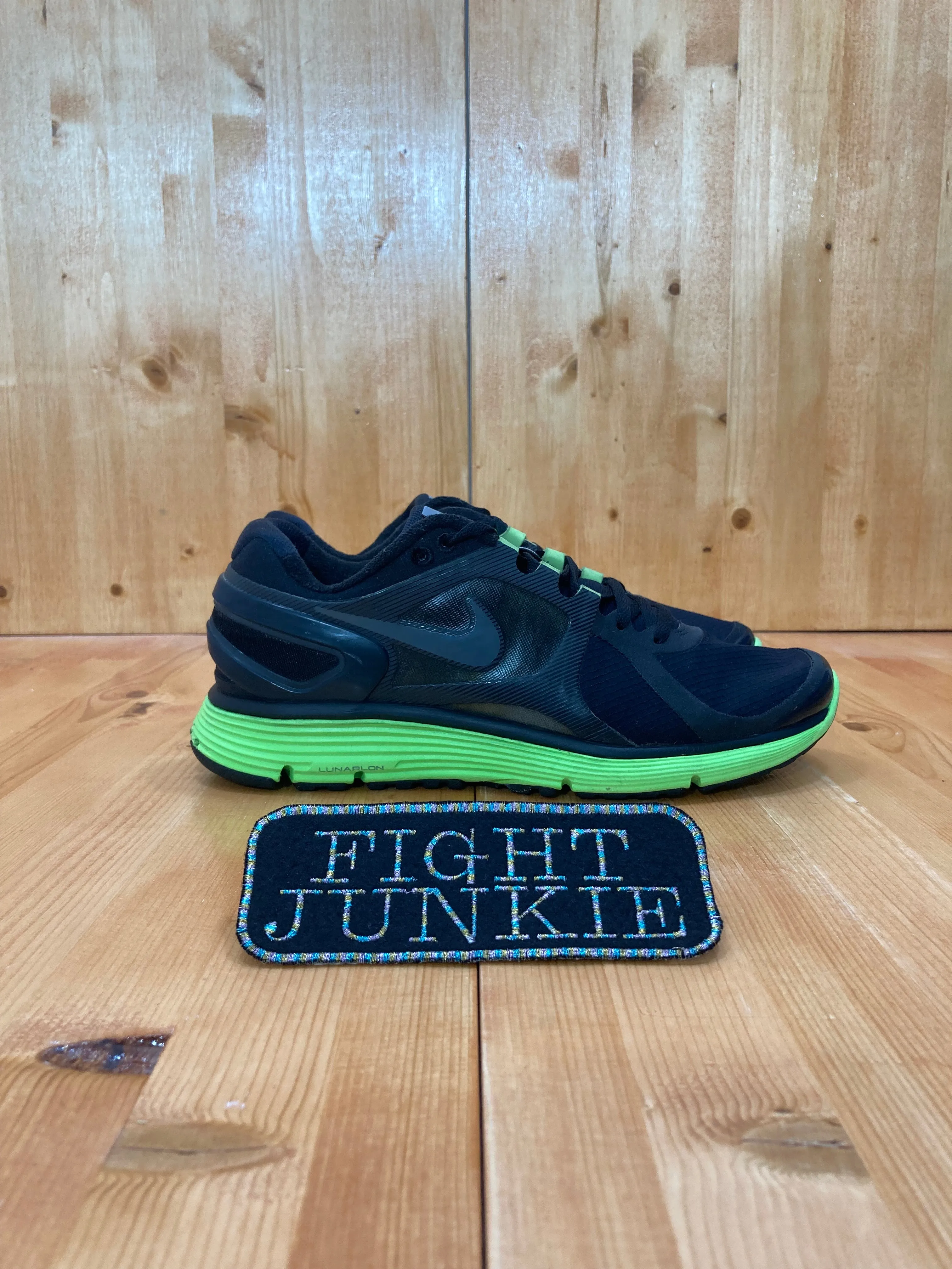 NIKE LUNARECLIPSE  2 SHIELD Mens Size 8 Running Training Shoes Sneakers Black & Green 537918-003