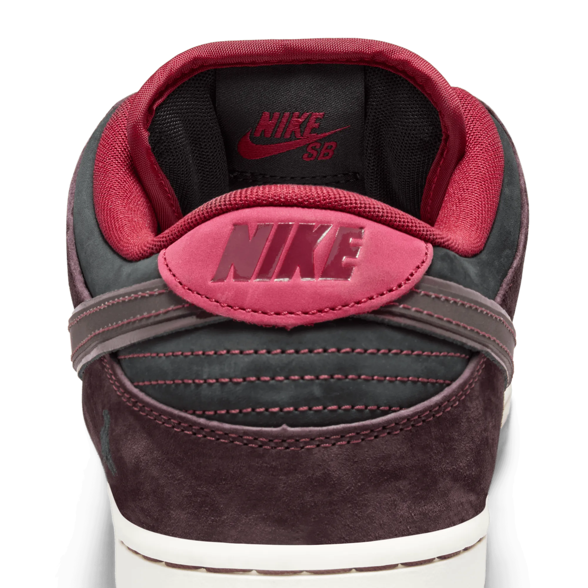 Nike SB x Riot Skate Shop Dunk Low Pro QS Skateboard Shoe - Mahogany/Dark Beetroot-Team Red-Sail