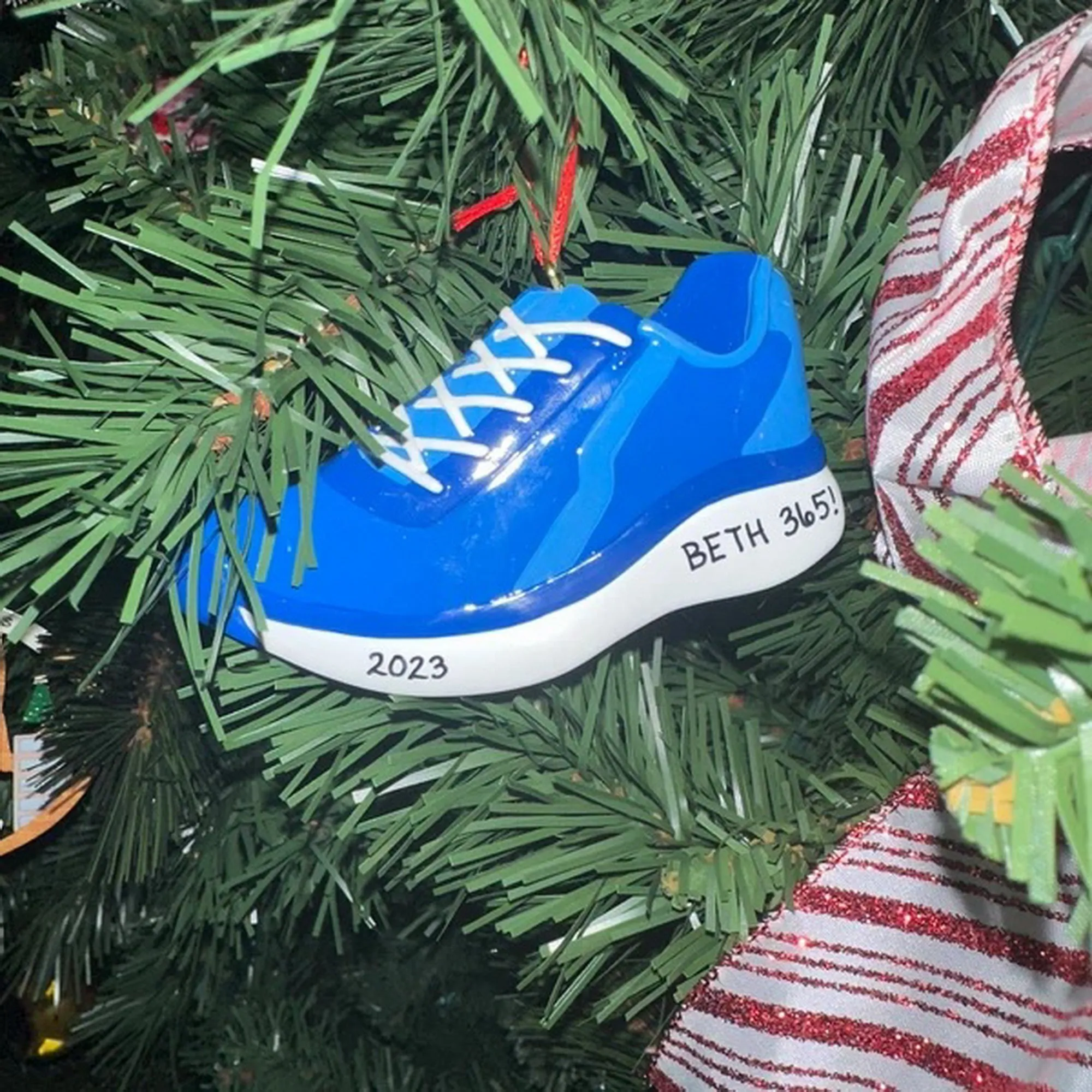 Personalized Running Shoe Sports Christmas Ornament - Blue