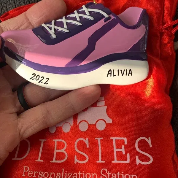 Personalized Running Shoe Sports Christmas Ornament - Pink