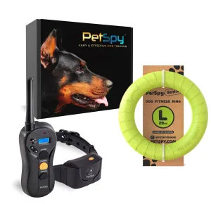 PetSpy P620 Dog Training Shock Collar and Dog Fitness Ring Bundle