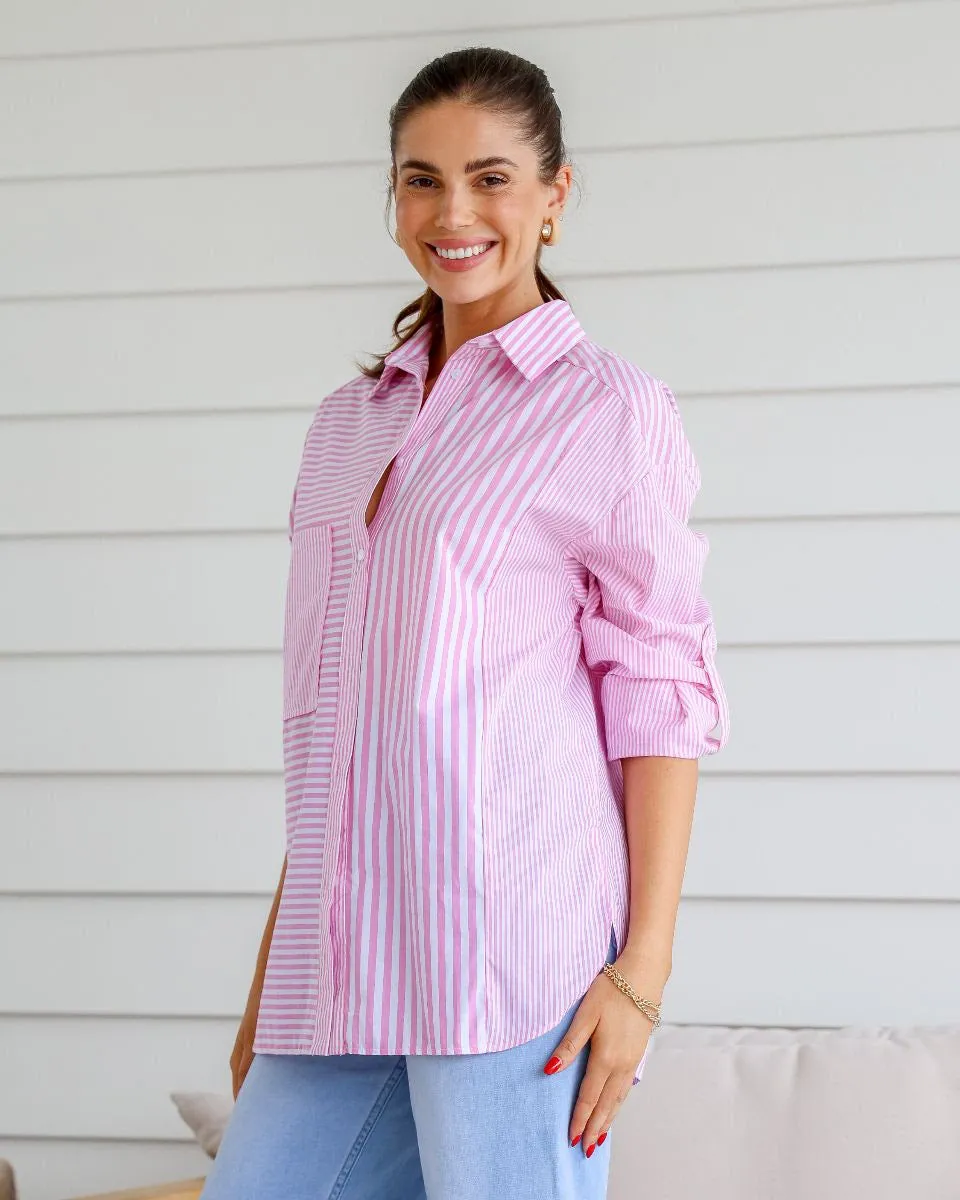 Striped Cotton Shirt Pink