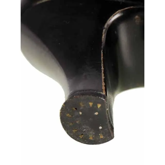 Vintage Black Mary Jane Style Heels Patent Leather Shoes 1920 NIB  EU37 US 6.5N