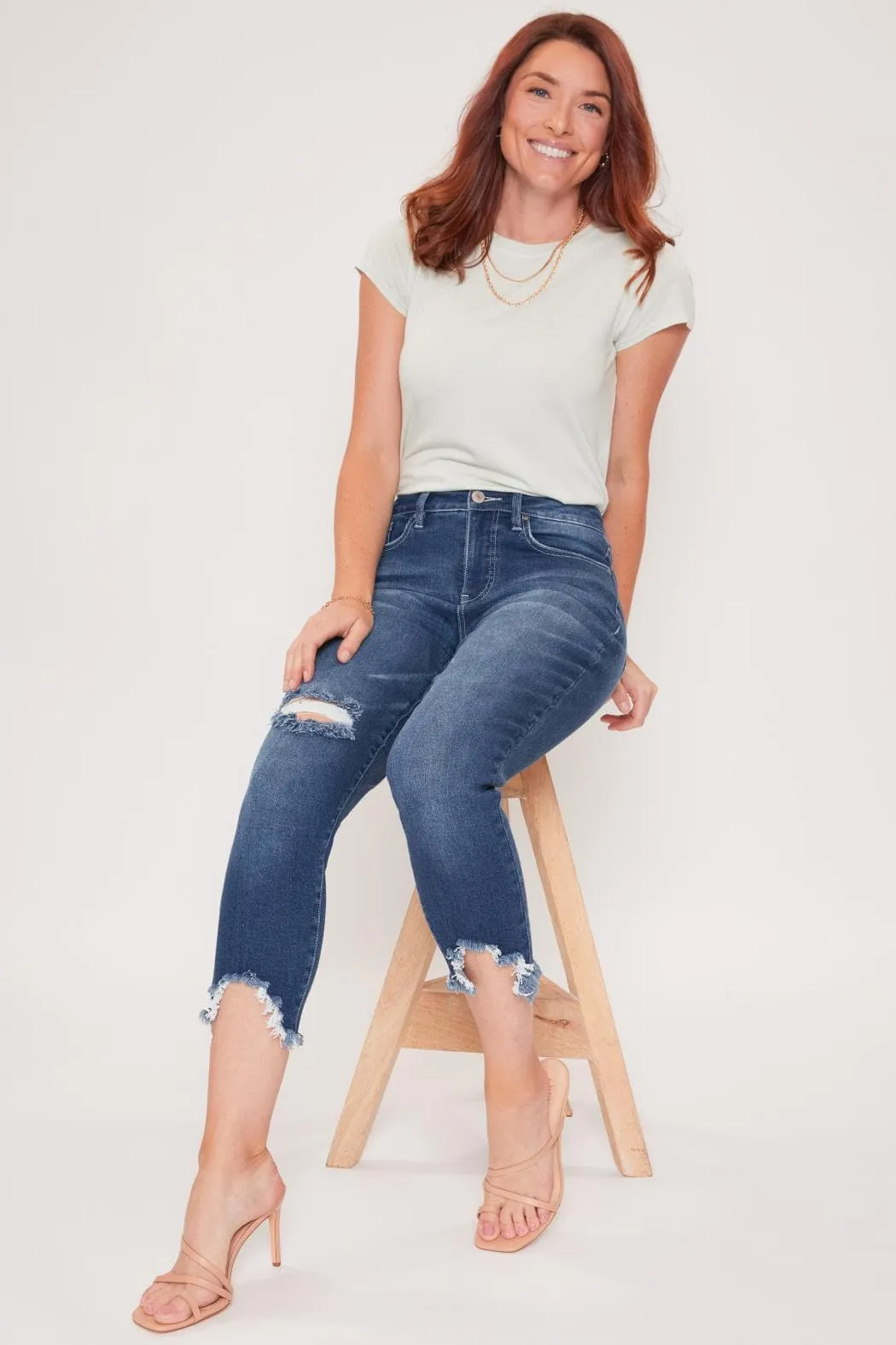 Women's High Rise Vintage Straight Fray Hem Jean